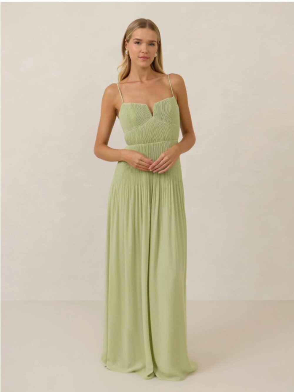 Park and Fifth Lena Dress Size Small Pistachio Chiffon